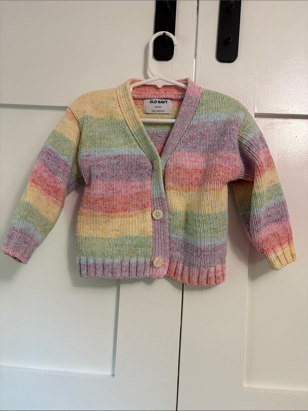 Old Navy Pastel Stripe Button Cardigan - Pink, Yellow, Green, Blue, Purple